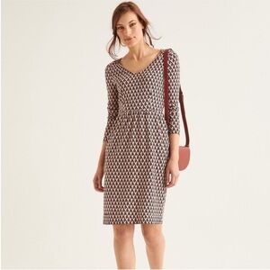 Boden Romilly Dress Pink Heart Print Women’s Size 6 Pockets Business Casual